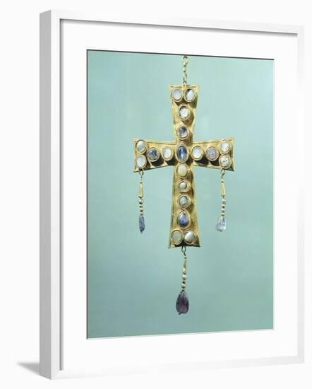 Votive Cross in Gold and Precious Stones-null-Framed Giclee Print