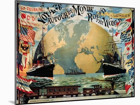 Voyage Around the World", Poster for the "Compagnie Generale Transatlantique", Late 19th Century-A. Schindeler-Mounted Giclee Print