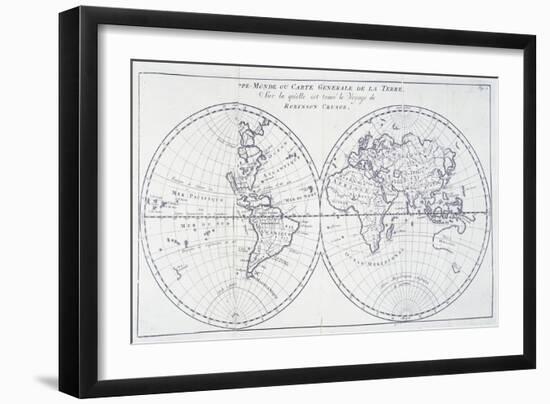 Voyage of Robinson Crusoe, from 18th Century Map of World-null-Framed Giclee Print