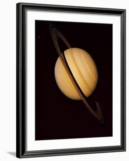 Voyager 1 Image of Saturn & Three of Its Moons-null-Framed Photographic Print