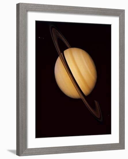 Voyager 1 Image of Saturn & Three of Its Moons-null-Framed Photographic Print