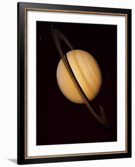 Voyager 1 Image of Saturn & Three of Its Moons-null-Framed Photographic Print