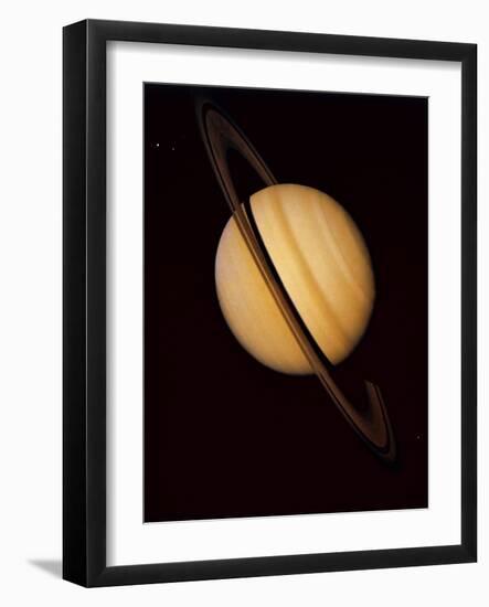 Voyager 1 Image of Saturn & Three of Its Moons-null-Framed Photographic Print