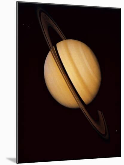 Voyager 1 Image of Saturn & Three of Its Moons-null-Mounted Photographic Print