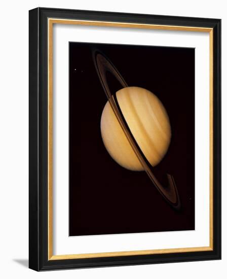 Voyager 1 Image of Saturn & Three of Its Moons-null-Framed Photographic Print