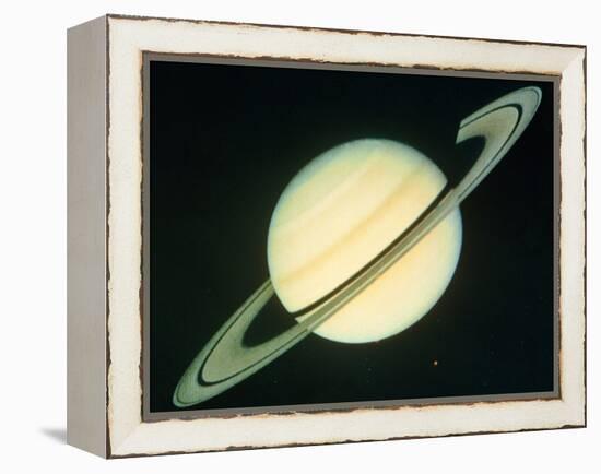 Voyager 1 Photo of Saturn & Its Rings-null-Framed Premier Image Canvas