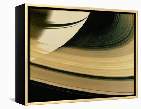 Voyager 1 Photo of Saturn & Its Rings-null-Framed Premier Image Canvas