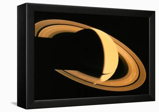 Voyager 1 Photograph of Saturn & Its Ring System-null-Framed Premier Image Canvas