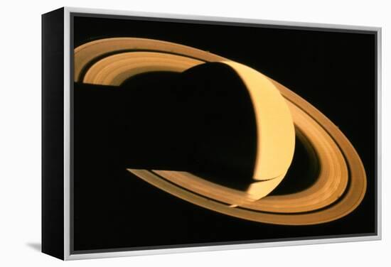 Voyager 1 Photograph of Saturn & Its Ring System-null-Framed Premier Image Canvas
