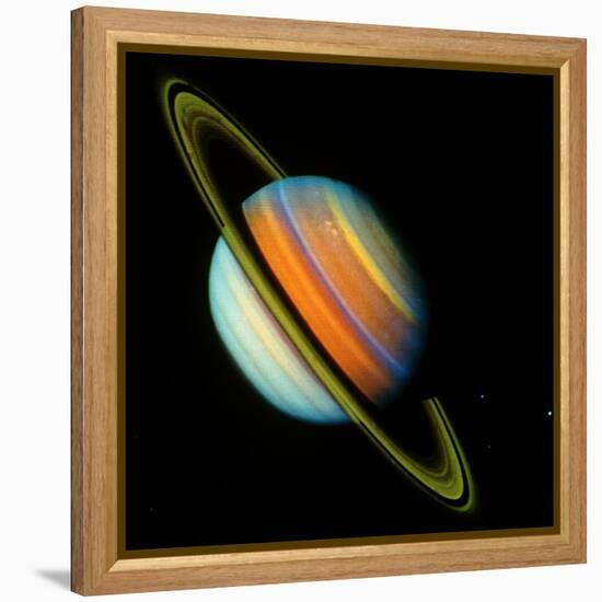 Voyager 2 Image of Saturn & Its Rings-null-Framed Premier Image Canvas