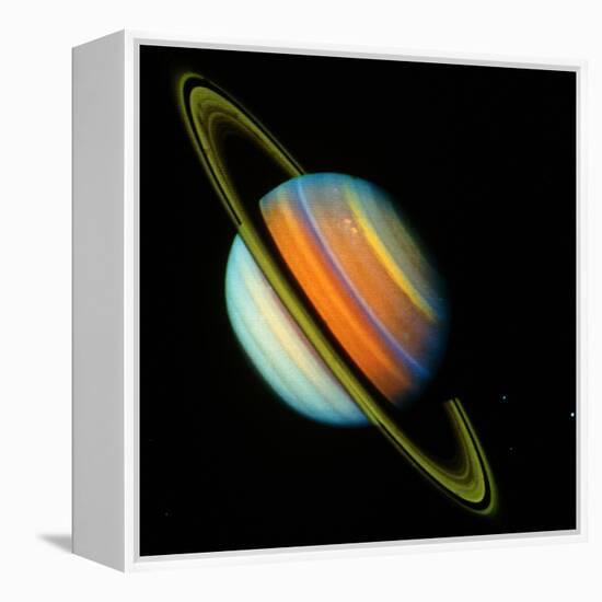 Voyager 2 Image of Saturn & Its Rings-null-Framed Premier Image Canvas