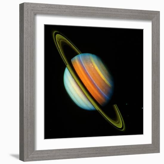 Voyager 2 Image of Saturn & Its Rings-null-Framed Premium Photographic Print