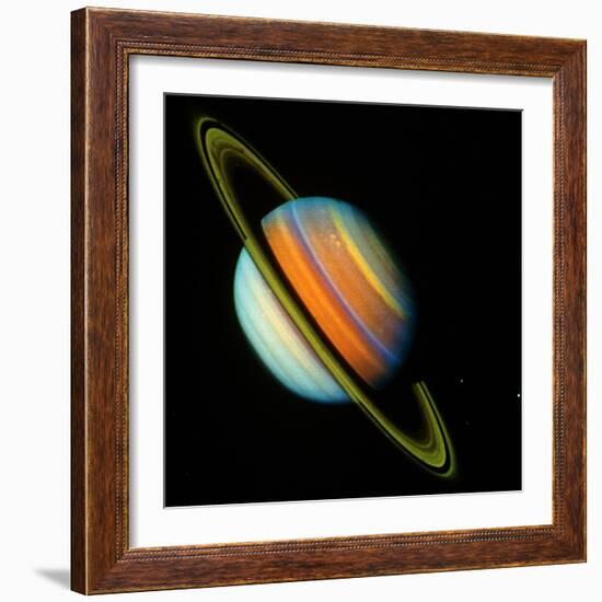 Voyager 2 Image of Saturn & Its Rings-null-Framed Premium Photographic Print