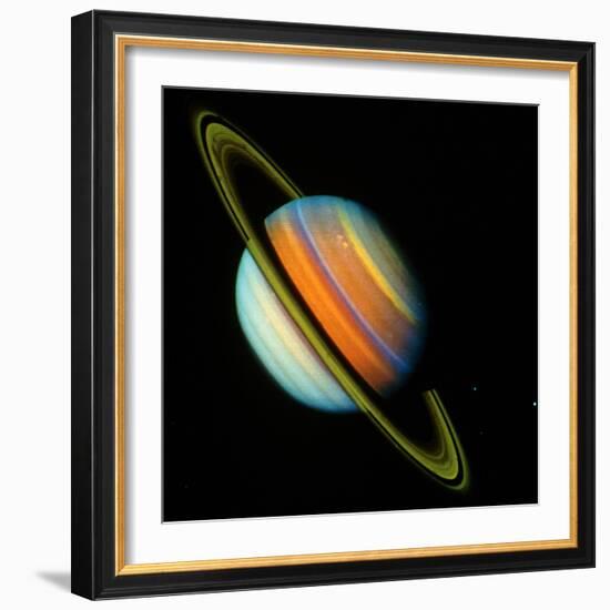 Voyager 2 Image of Saturn & Its Rings-null-Framed Premium Photographic Print