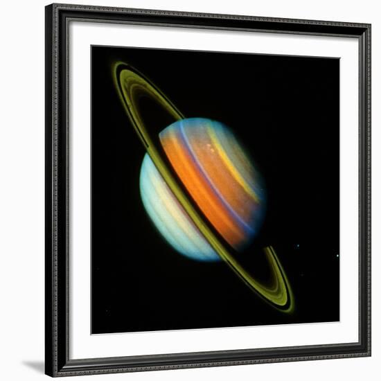 Voyager 2 Image of Saturn & Its Rings-null-Framed Photographic Print