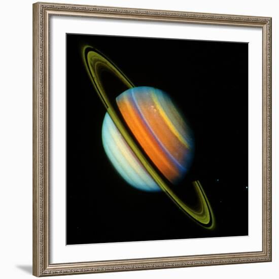 Voyager 2 Image of Saturn & Its Rings-null-Framed Photographic Print