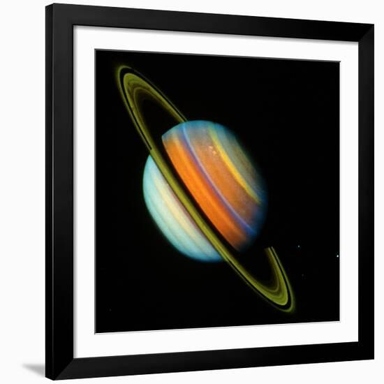 Voyager 2 Image of Saturn & Its Rings-null-Framed Photographic Print