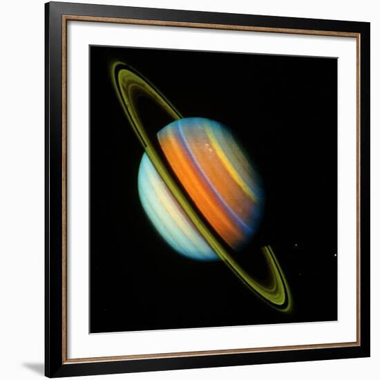 Voyager 2 Image of Saturn & Its Rings-null-Framed Photographic Print