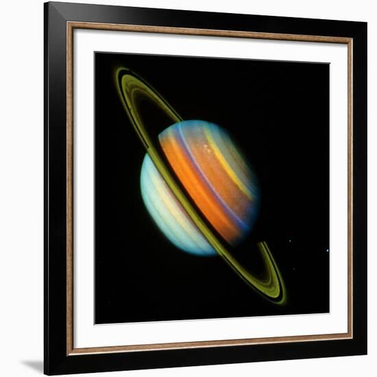 Voyager 2 Image of Saturn & Its Rings-null-Framed Photographic Print