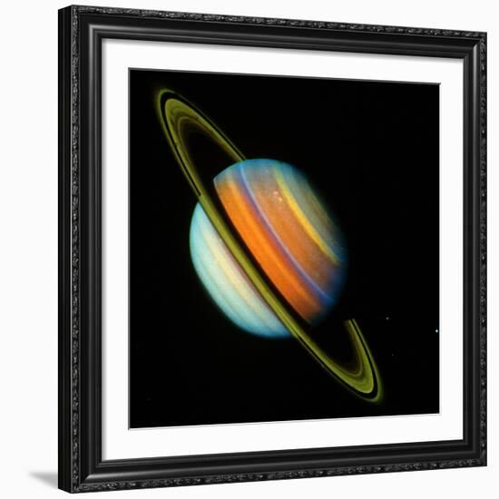 Voyager 2 Image of Saturn & Its Rings-null-Framed Photographic Print