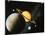 Voyager I Composite of Saturn & Six of Its Moons-null-Mounted Photographic Print