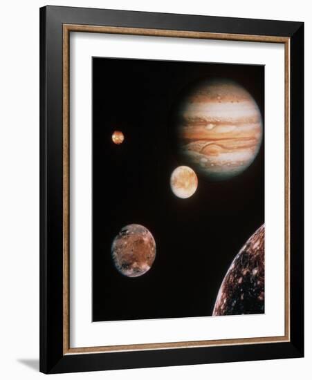 Voyager Mosaic of Jupiter & Its 4 Galilean Moons-null-Framed Photographic Print