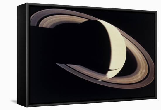 Voyager Photo of Saturn And Its Rings-null-Framed Premier Image Canvas