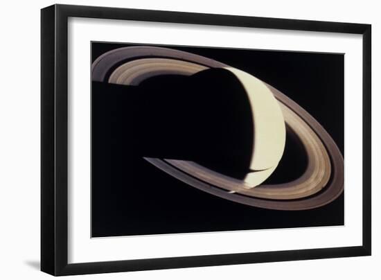 Voyager Photo of Saturn And Its Rings-null-Framed Photographic Print