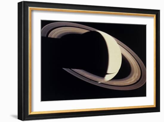 Voyager Photo of Saturn And Its Rings-null-Framed Photographic Print