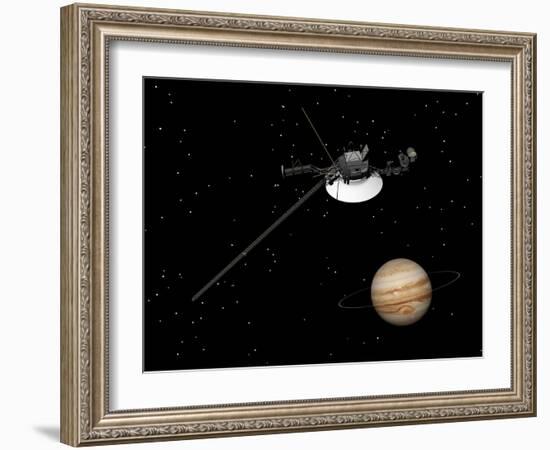 Voyager Spacecraft Near Jupiter and its Unrecognized Ring-null-Framed Art Print