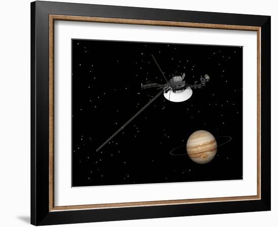 Voyager Spacecraft Near Jupiter and its Unrecognized Ring-null-Framed Art Print