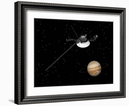 Voyager Spacecraft Near Jupiter and its Unrecognized Ring-null-Framed Art Print