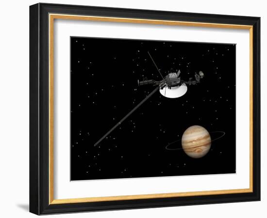 Voyager Spacecraft Near Jupiter and its Unrecognized Ring-null-Framed Art Print