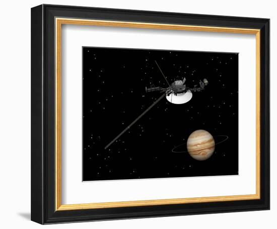 Voyager Spacecraft Near Jupiter and its Unrecognized Ring-null-Framed Art Print