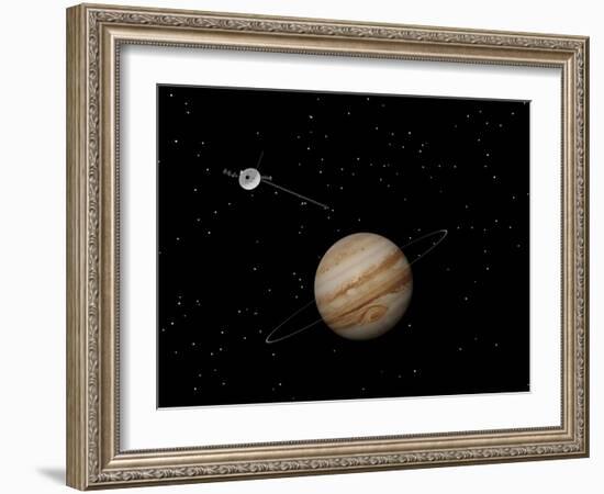 Voyager Spacecraft Near Jupiter and its Unrecognized Ring-null-Framed Art Print