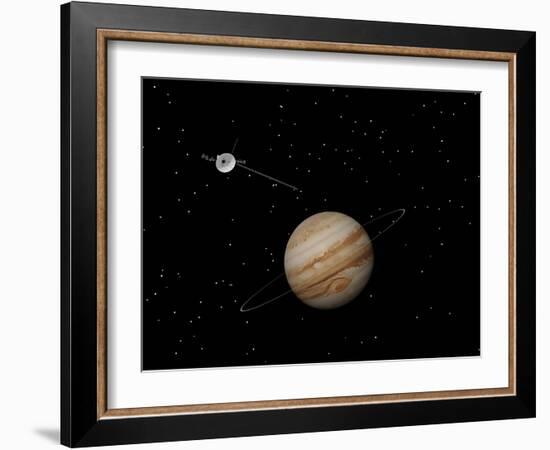 Voyager Spacecraft Near Jupiter and its Unrecognized Ring-null-Framed Art Print