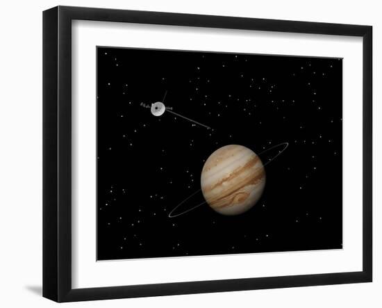 Voyager Spacecraft Near Jupiter and its Unrecognized Ring-null-Framed Art Print