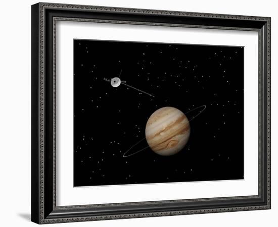 Voyager Spacecraft Near Jupiter and its Unrecognized Ring-null-Framed Art Print