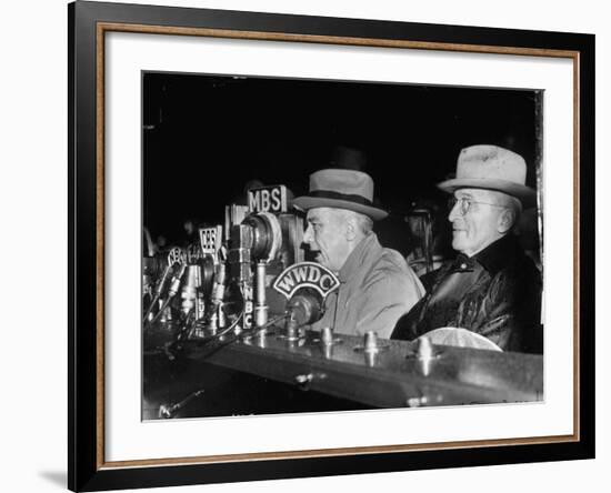 Vp Harry S. Truman Listening to FDR Radio Address-null-Framed Photographic Print