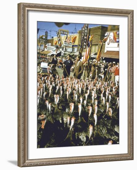 VP Richard Nixon at Turkey Parade During Appearance in Support of GOP Congressional Campaign-John Dominis-Framed Photographic Print