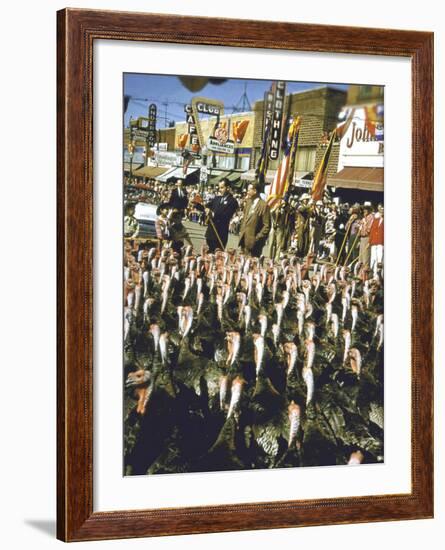 VP Richard Nixon at Turkey Parade During Appearance in Support of GOP Congressional Campaign-John Dominis-Framed Photographic Print