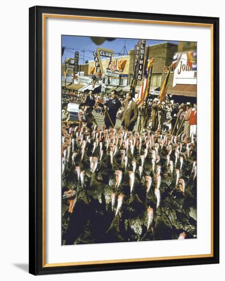 VP Richard Nixon at Turkey Parade During Appearance in Support of GOP Congressional Campaign-John Dominis-Framed Photographic Print