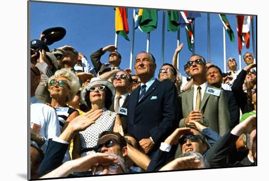 VP Spiro Agnew and Lyndon Johnson Watch Apollo 11 Moon Launch, July 16, 1969-null-Mounted Photo