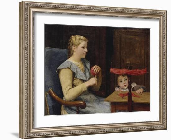 Vreneli Stuckl with Her Child Reeling Wool, 1905-Albert Anker-Framed Giclee Print