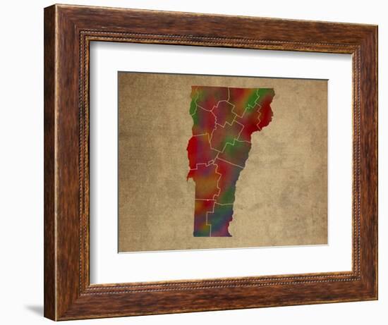 VT Colorful Counties-Red Atlas Designs-Framed Giclee Print