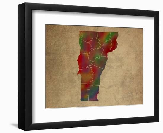 VT Colorful Counties-Red Atlas Designs-Framed Giclee Print