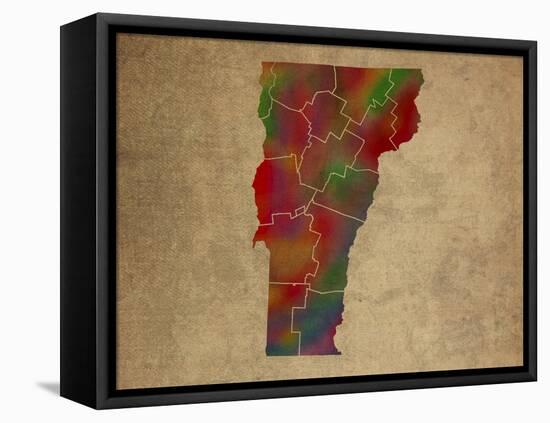 VT Colorful Counties-Red Atlas Designs-Framed Premier Image Canvas