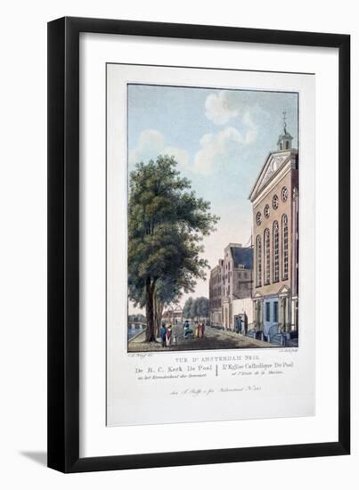 Vue D'Amsterdam No.12. De R.C. Kerk De Pool En Het Kweekschool Der Zeeraart. L'Eglise Catholique De-Cornelis de Kruyff-Framed Giclee Print