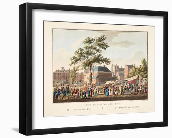 Vue D'Amsterdam No.15. De Botermarkt. Le Marché Au Beurre, 1825-Cornelis de Kruyff-Framed Giclee Print