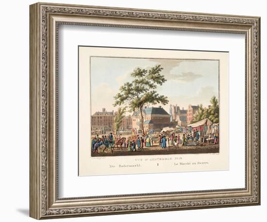 Vue D'Amsterdam No.15. De Botermarkt. Le Marché Au Beurre, 1825-Cornelis de Kruyff-Framed Premium Giclee Print